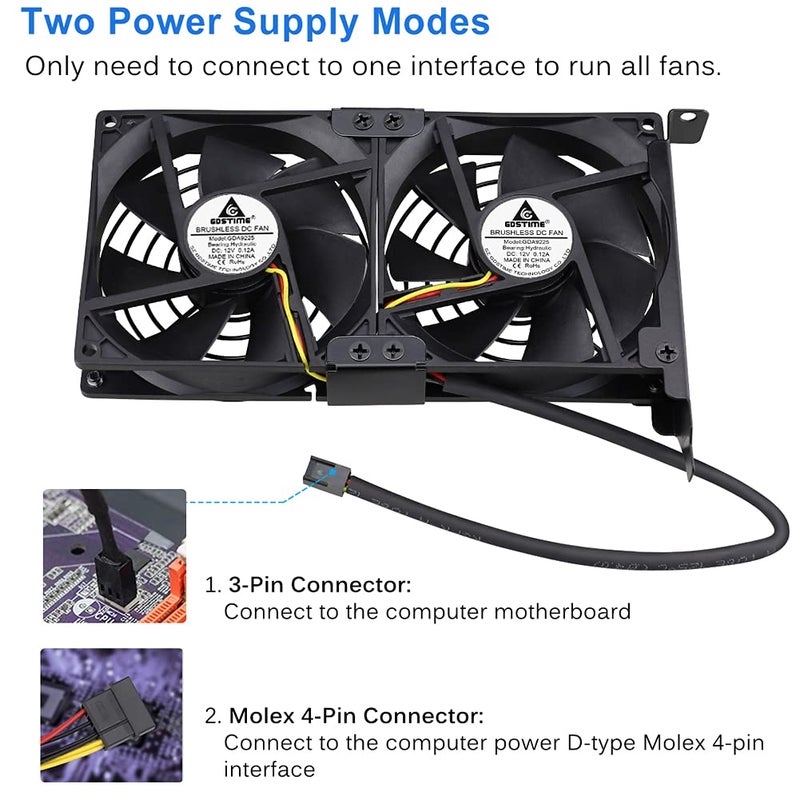 GDSTIME Graphic Card Fans, Graphics Card Cooler, Video Card Fan, PCI Slot Dual 90mm 92mm Fans, VGA Cooler - Image 5